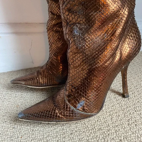 Jimmy Choo Mavis Python Metallic Boots - Picture 15 of 16